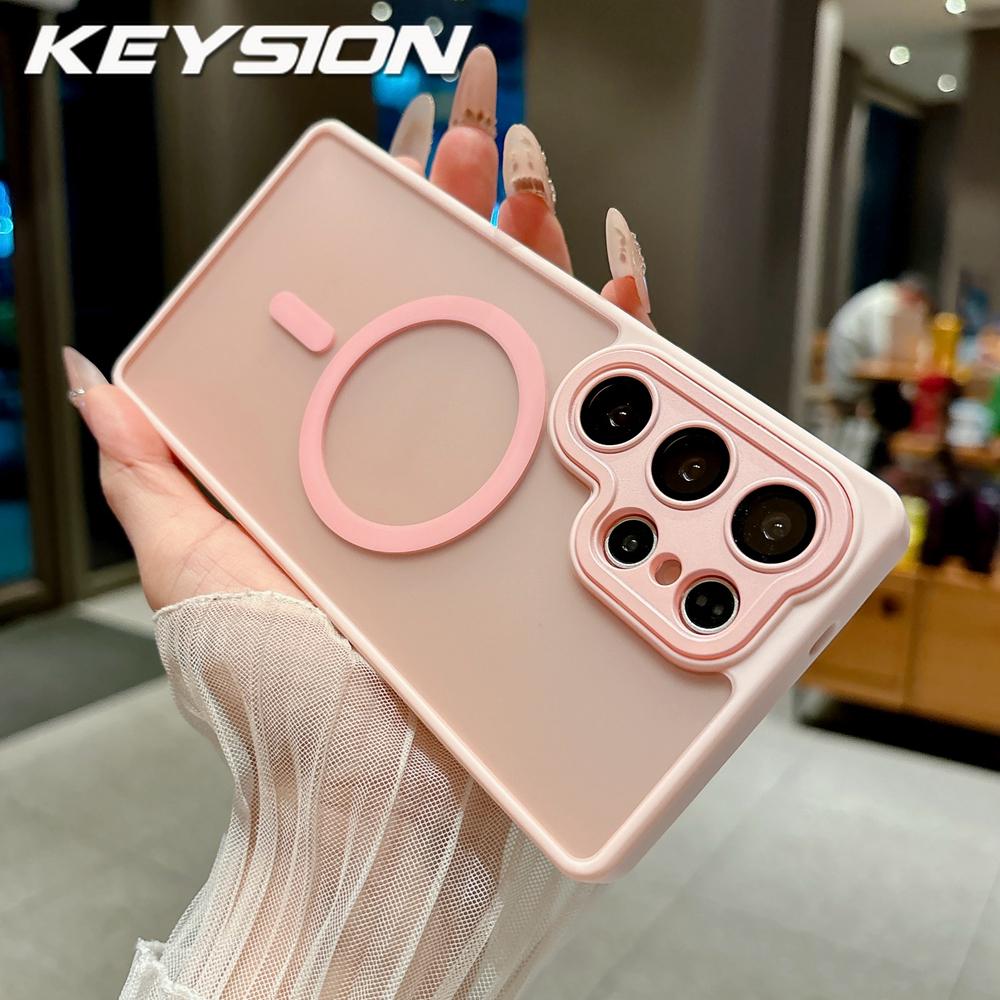 KEYSION Luxury Matte Translucent Magnetic Case for Samsung Galaxy S25 S26 Ultra 5G S26+ S25 FE Shockproof Armor Phone Cover
