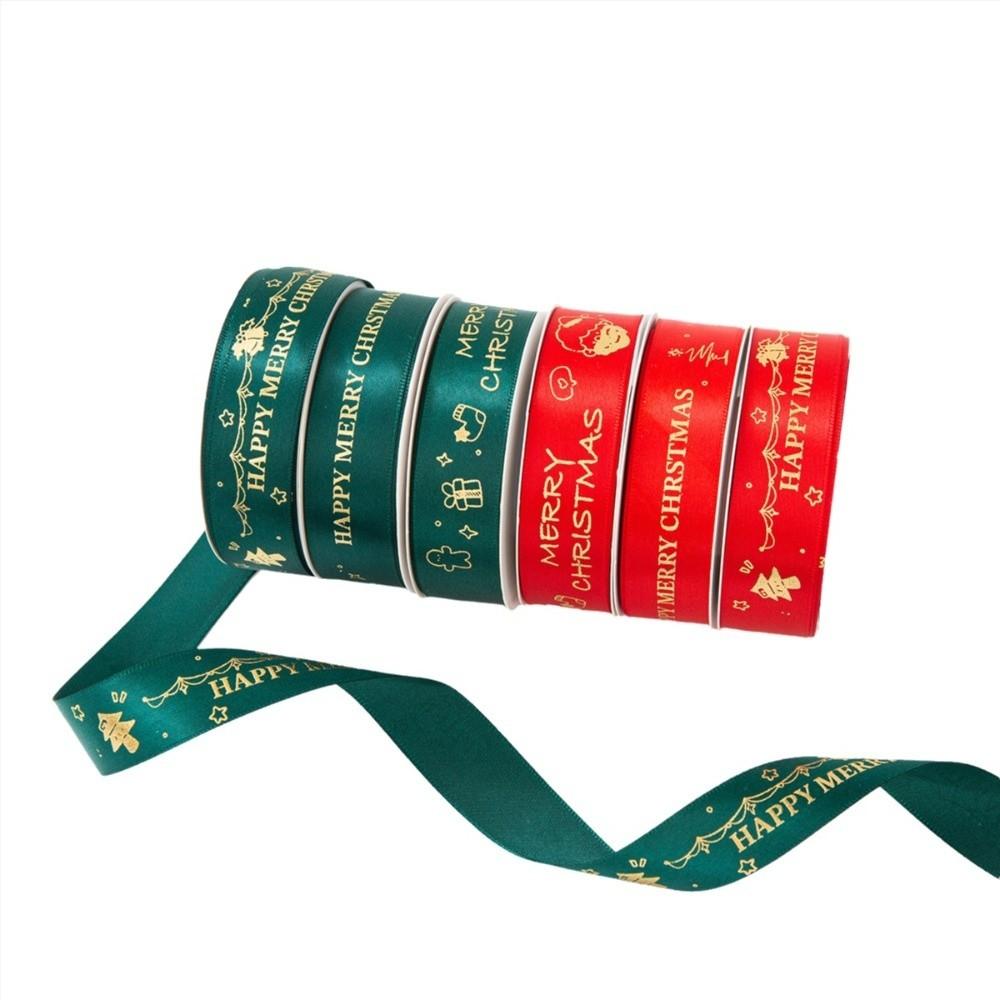 2.5CM Christmas Decor Ribbon 25Y Length Polyester Material Printed Christmas Ribbon Printed Design DIY Gift Packing