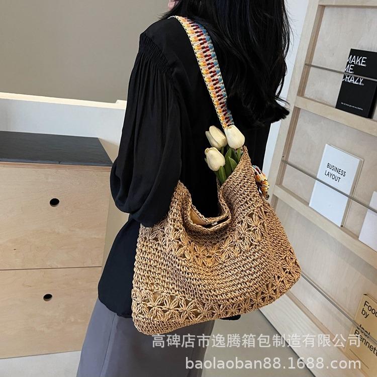 Shoulder Tote Bag Woven Beach Bag Bag Women's Large-capacity Vacation Straw Seaside Versatile New Model