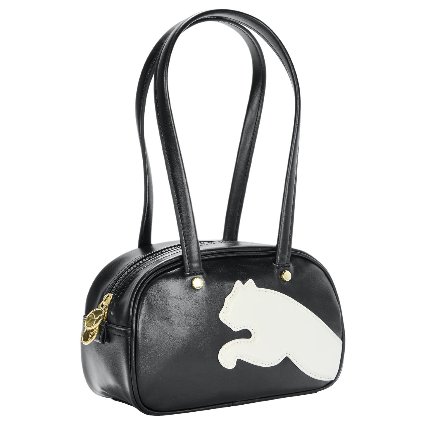 Puma Casual Fashion Synthetic Leather Shoulder Bag Women bags Black Warm-White 09284603 Black & Warm White