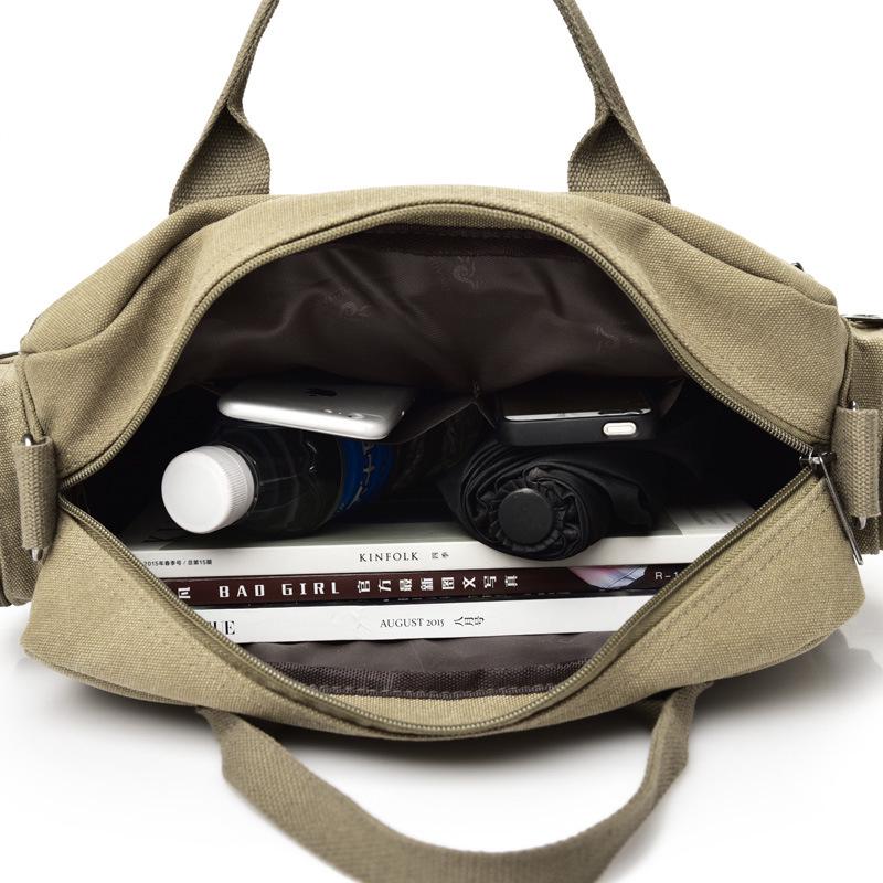 Men's Briefcase Canvas Large Capacity Men's Business Handbag Fashionable Shoulder Big Bag Casual Crossbody Bag Travel Handbag