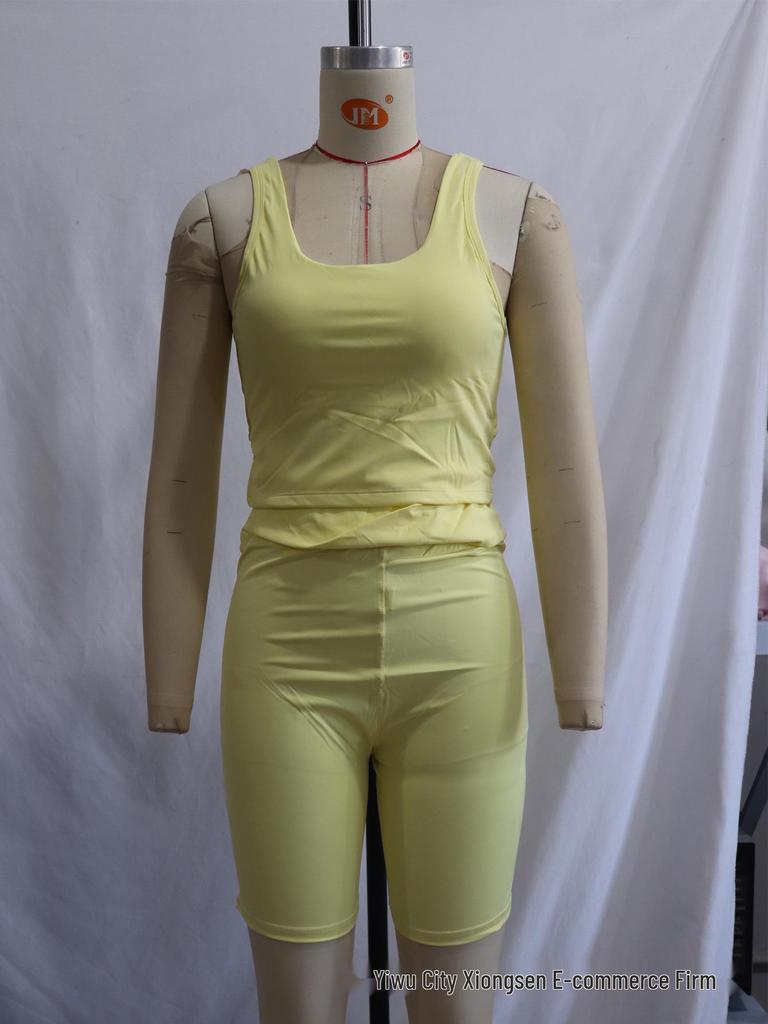 Women's Summer Yoga Set: Comfortable Sling Vest + Shorts for Morning Runs and Gym