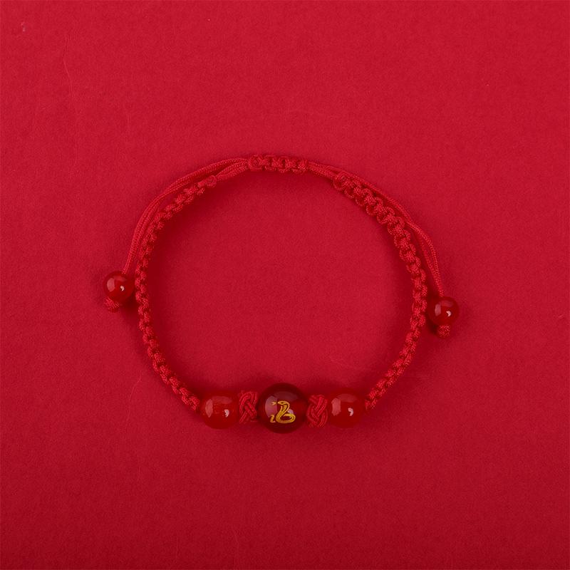 2025 Snake Year Lucky Red Rope Bracelet Zodiac Snake Adjustable Braided Hand Chain Women  Jewelry Xmas  Year Gift