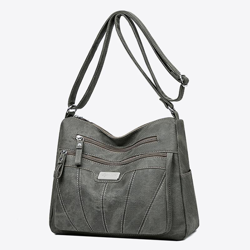 Multi-layer Middle-aged  Messenger Bag Versatile Casual Women's Bag Retro Large-capacity Shoulder Bag