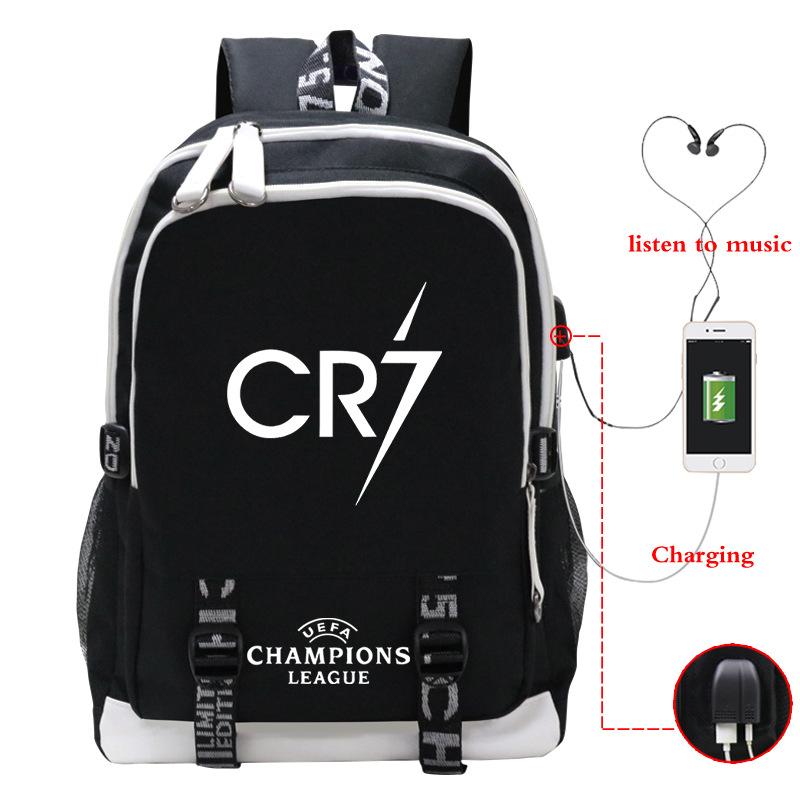 Football Player C Luo'S Peripheral Printed Primary And Secondary School Students Backpack Large-Capacity Leisure Travel Bag