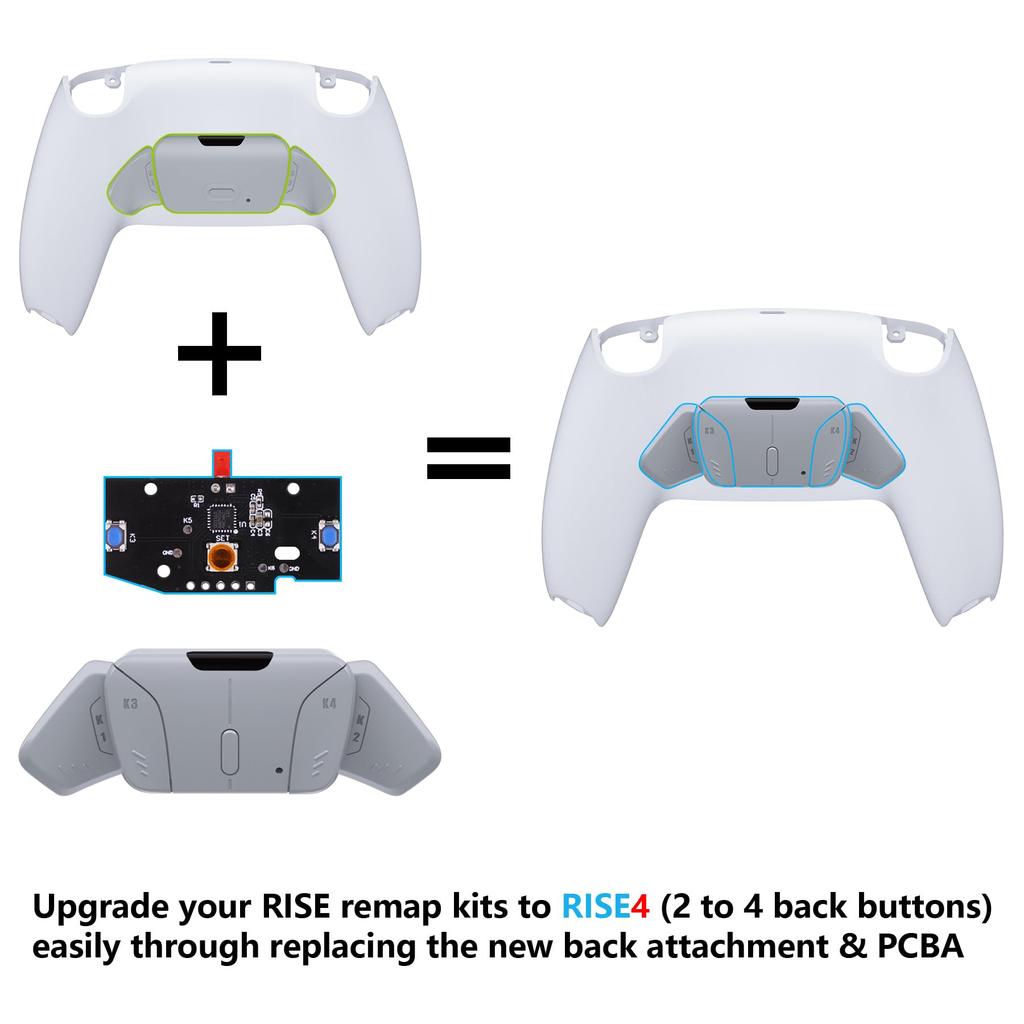 Turn your RISE into a RISE4 kit instead of a controller with back buttons eXtremeRate redesigned and K4 back button housings PCB board compatible with