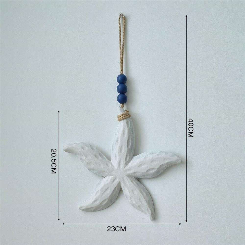 Mediterranean Wooden Starfish Wall Hanging, 40cm Nautical Coastal Decor With Jute Rope, 4 Colors Beach Themed Ornament For Home Bedroom