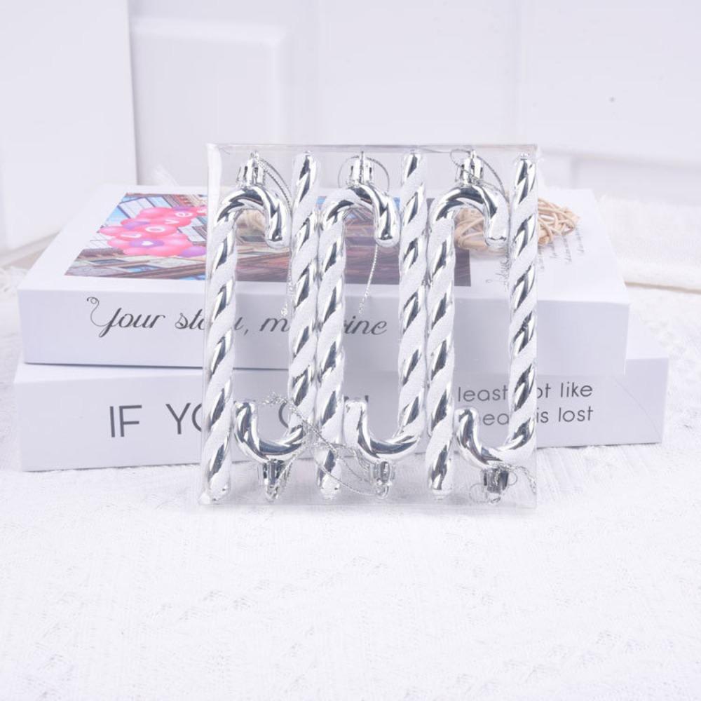 6pcs/box Cute Christmas Tree Decoration Hanging Candy Hook Ornaments Candy Canes Decoration  Holiday