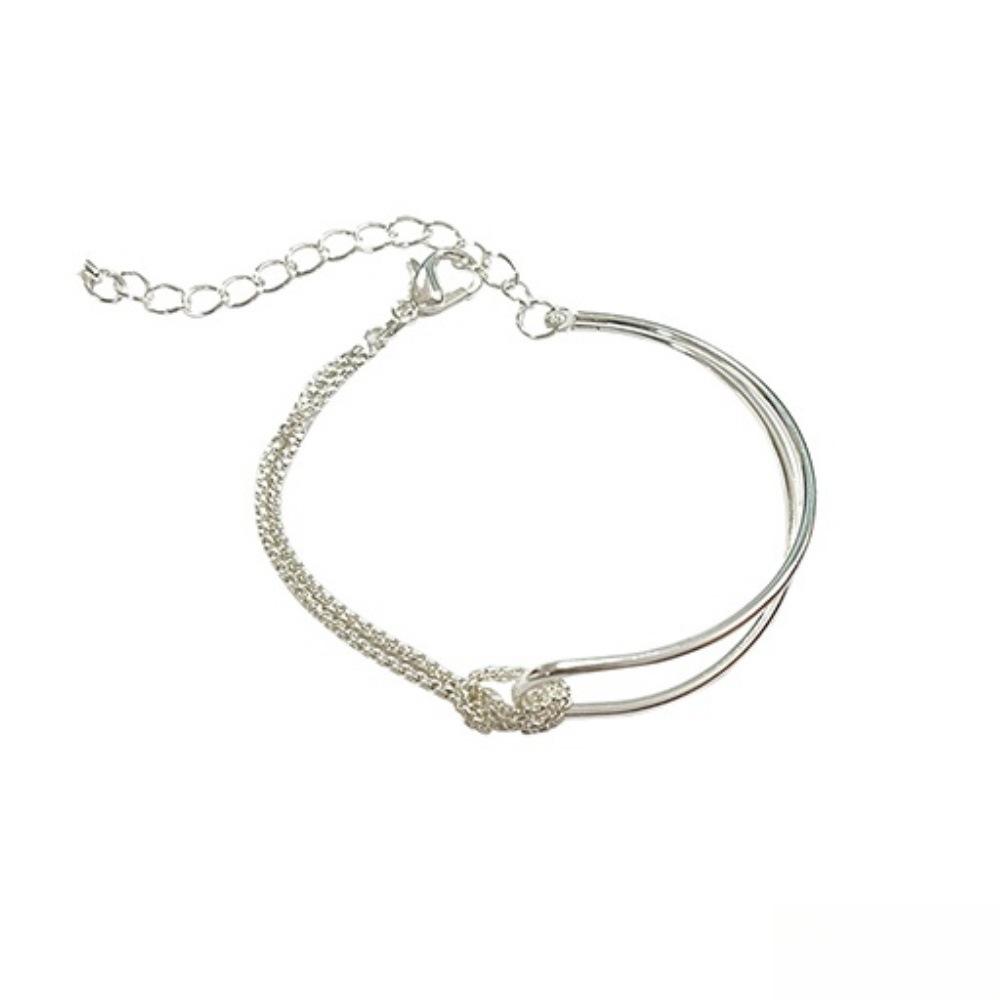 

Серебряный браслет 925 пробы для девочек, летний легкий роскошный нишевый дизайн, двухслойный завязанный полупростой браслет, ювелирные изделия