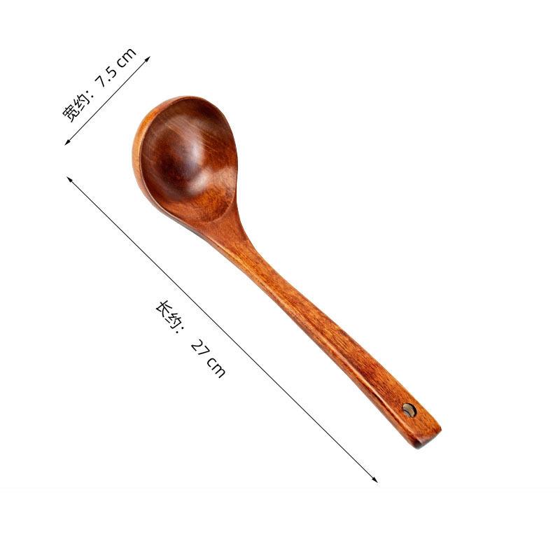 

1pc Komu Old Lacquer Non-stick Pan Special Wooden Large Soup Spoon, Straight Spoon and Curved Spoon Cooking Kitchenware Set