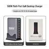 500W Gallium Nitride 8-Port Desktop Charger with 6 USB-C and 2 USB-A Ports