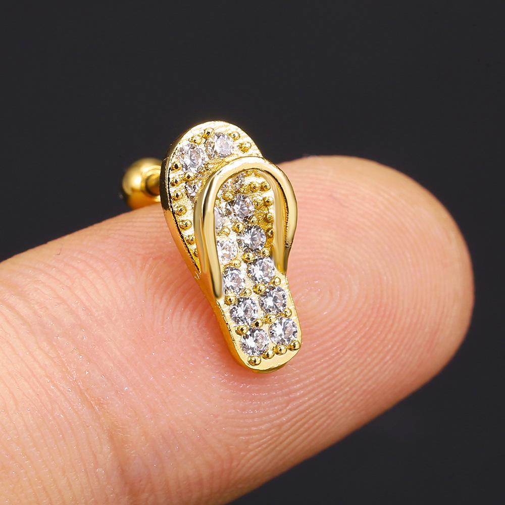 Boucles d'oreilles créatives à vis plaquées or avec zircon micro-incrusté