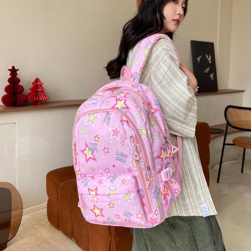 Wind schoolbag female junior high school student high value star girl backpack travel portable backpack