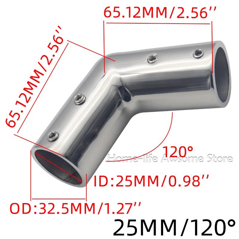 

Двоходовий коліно для труб Морський 110/120/140 градусів Фітинг для поручнів човна Коліно З єднувач для труб 22/25 мм з L-подібним шестигранним ключем 25mm 120 Degree