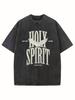 Holy Spirit Print Tshirt for Unisex and Women New Style Heavyweight Washed Cotton Loose Fit Casual Wear Comfortable All Seasons