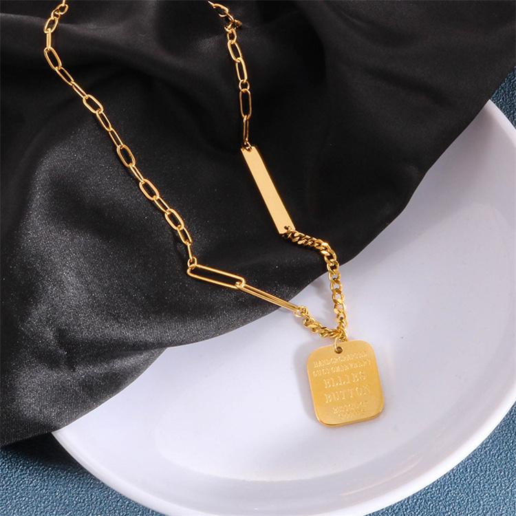 2026 TOPAZ JEWELRY Non-Fade Stainless Steel Square Letter Sweater Chain Necklace for Women