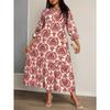 Plus Size Women's Printed V Neck Fashion All In One Holiday Dress