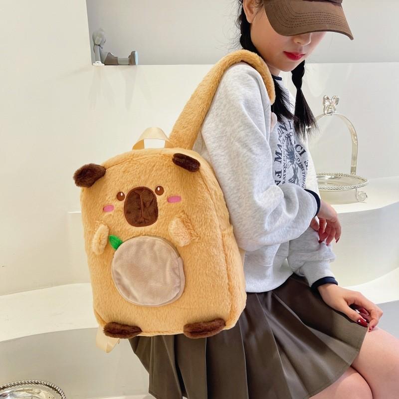 Stuffed Capybara Animal Schoolbags Backpack Spacious Storage Bag Gifts Kids