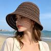 Women Hat Breathable Hollow Pure Color Summer Basin Design Fisherman Hat Outdoor