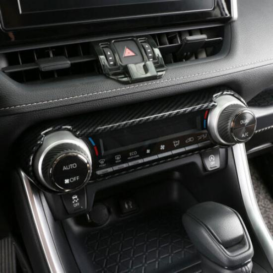 Trim Carbon Fiber Console AC Switch Control Panel 1PCS For Toyota RAV4 -
