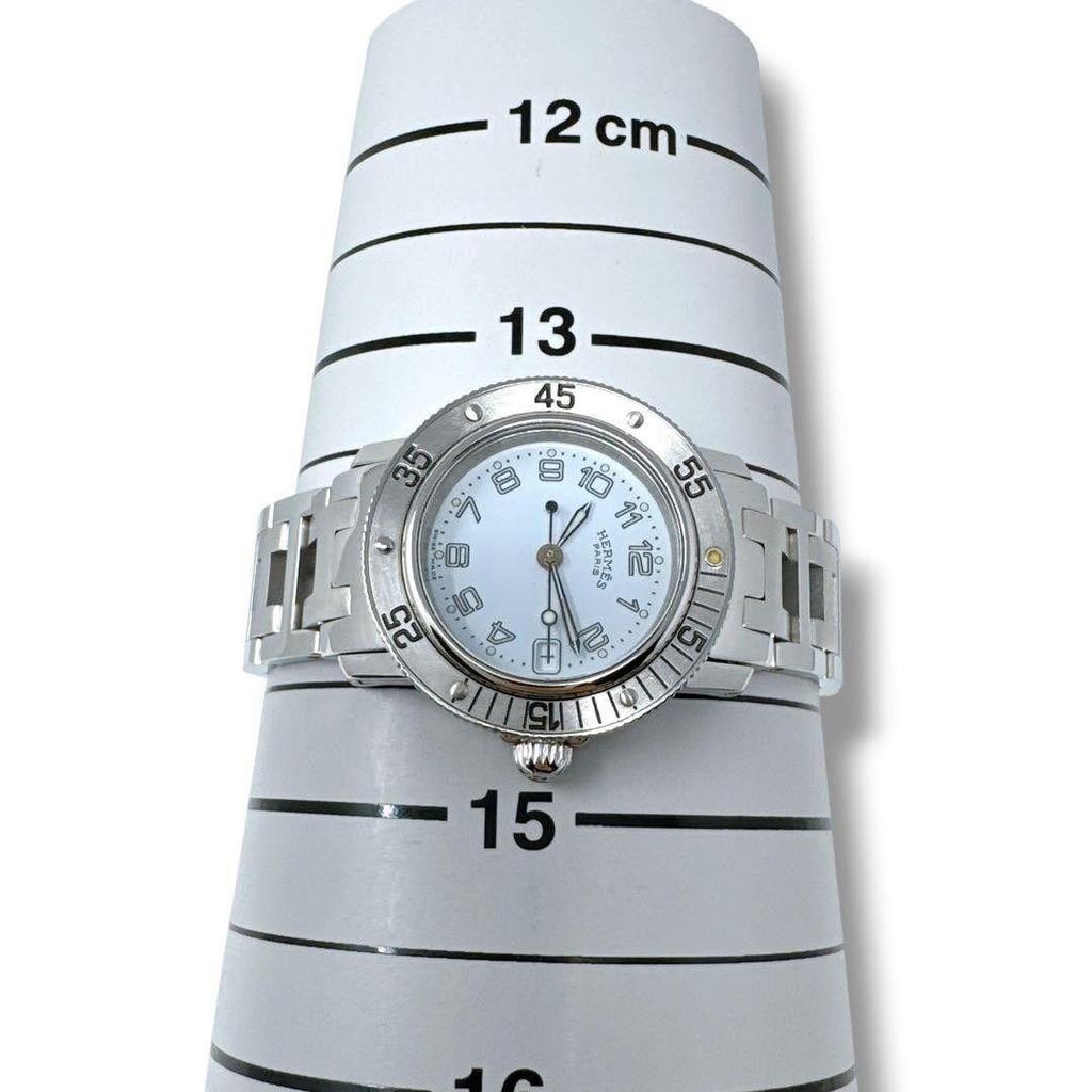 Used Hermes Clipper Diver CL5.210 White Ladies Watch Good Condition HERMES Brand Operating White Dial
