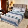 3Pcs Simple Geometric Plaid Bed Sheet Set 100% Cotton Skin-friendly Queen Size Bedding Set Thickened Flat Sheet with Pillowcases