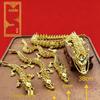Golden Dragon Ornament with Movable Handle - Five-Claw Design for Wealth and Prosperity, Perfect for Home or Office Decor.