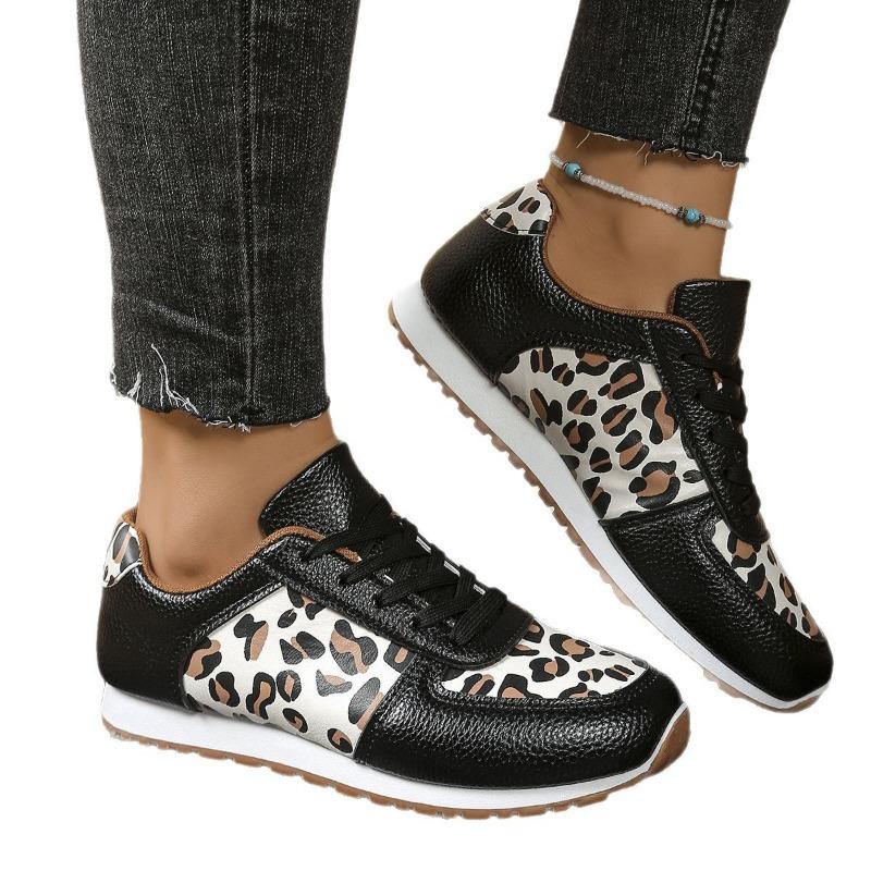 Sneakers women's spring new large-size thick-soled color matching casual low-top sports shoes