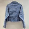 Europäische Station 2026 Frühling Nieten & Diamanten Ausgefranster Rand Damen Jeansjacke