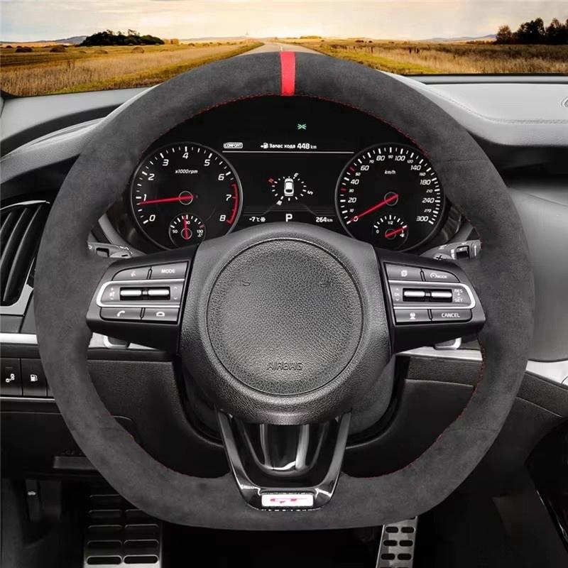Coprivolante in Trecce Originale Per Kia Stinger 2017 2018 Coprivolante Auto da Cucire a Mano Rivestimento in Morbida Pelle Scamosciata
