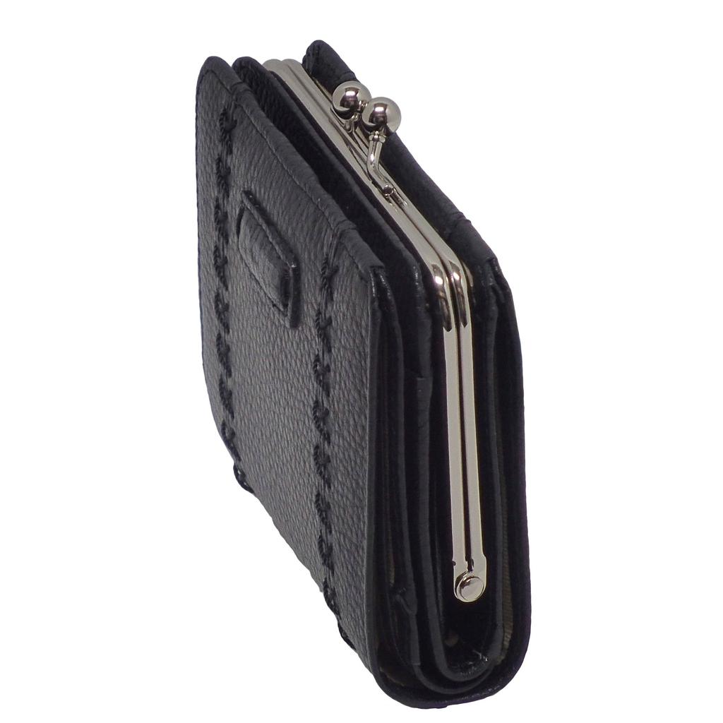 KANSAI YAMAMOTO Bifold Wallet with Clasp Women's Closure, MJ-4505 (Black)