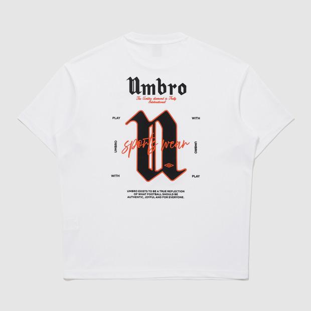 UMBRO Cool Pique Letter Short Sleeve T-Shirt White (Uq321Crs73) (B Type)