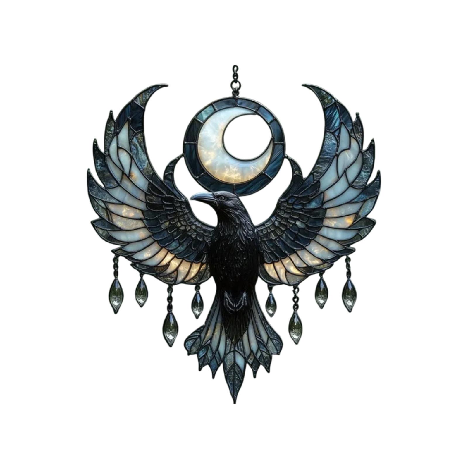 

Crescent Moon Catcher - Stained Glass Window Decal With Gothic Art Design For Home & Garden One Size