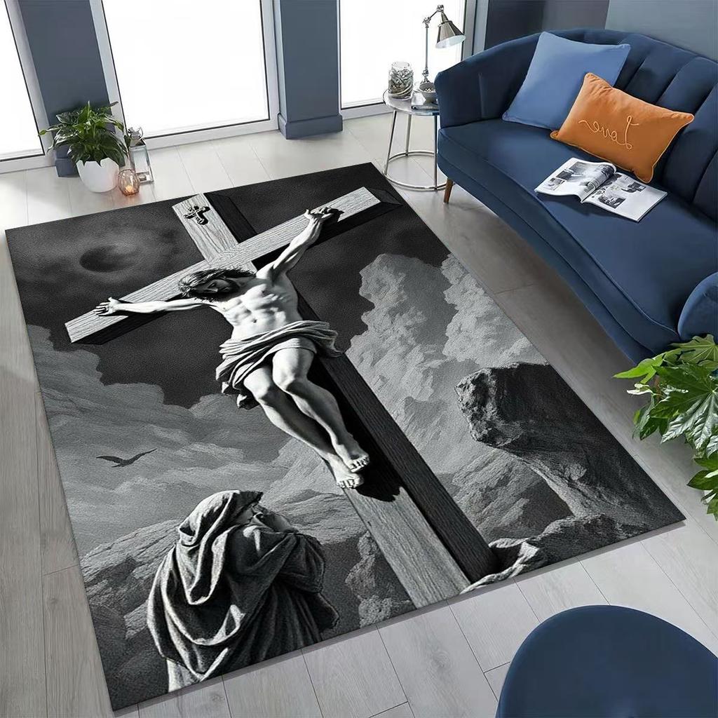 New Pray Jesus Rug for Bedroom Living Room Sofa Home Doormat Decor, Large Kids Play Non-slip Floor Mat