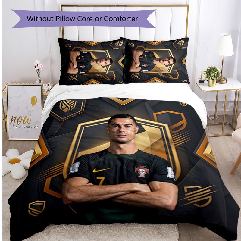 Cristiano Ronaldo Tištěné povlečení 3dílná sada Útulná prodyšná sada přehozů na postel jako dárek k nastěhování na svátek
