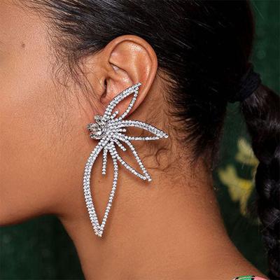 Stonefans Strassstein Flügelform Ohrringe für Damen Persönlichkeit Braut Party Zirkon Kristall Blume Ohrring Hochzeits Schmuck