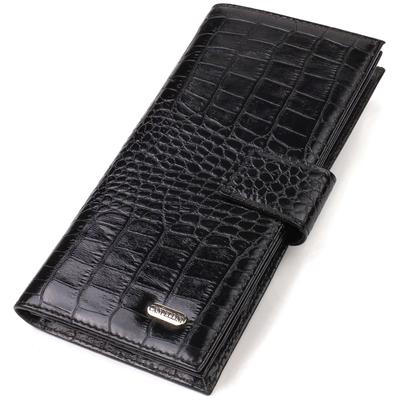 Slim Wallet for Men Made of Genuine Leather with Crocodile Embossing CANPELLINI 21914 Black