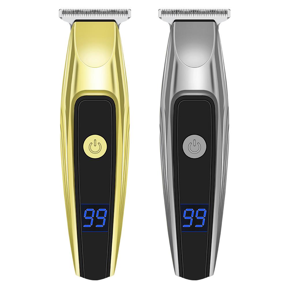 Slicked Back Digital Hair Clipper: Fast-Charging, LCD Display, Compact Stainless Steel Electric Trimmer