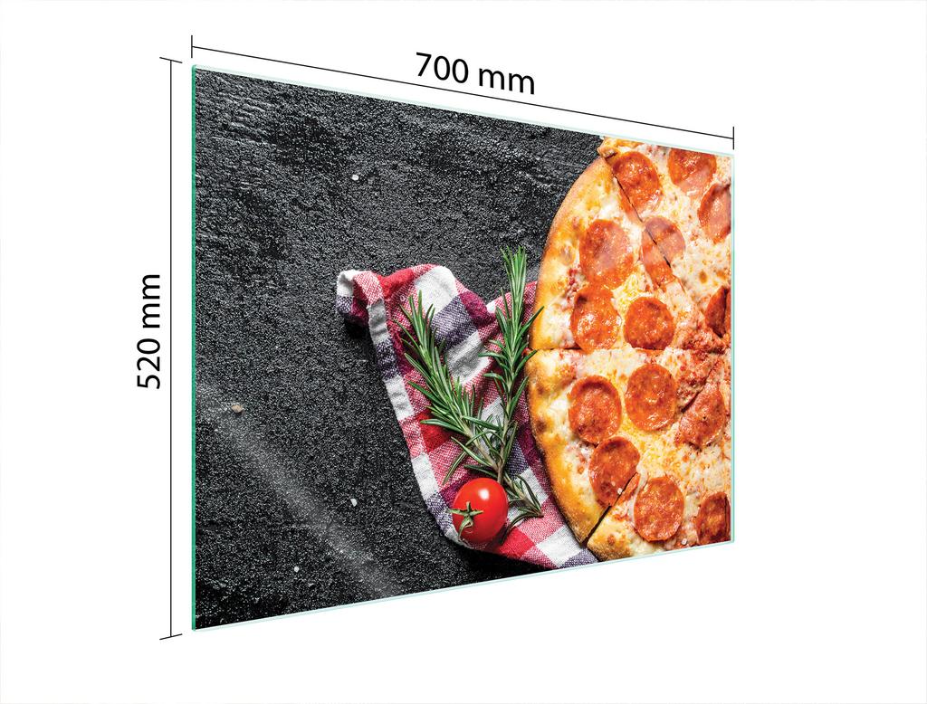 SZKLANA PŁYTA OCHRONNA NA KUCHENKĘ 70x52 PIZZA