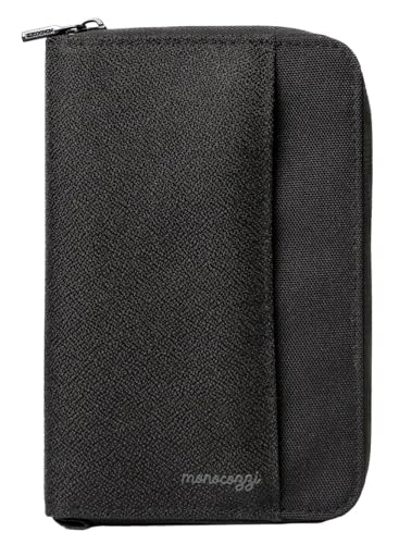 

MONOCOZZI Bon Voyage Travel Docs Organizer, Black, Passport Case with Anti-Skimming Protection, Multi-Function Passport Cover with Pockets and Storage