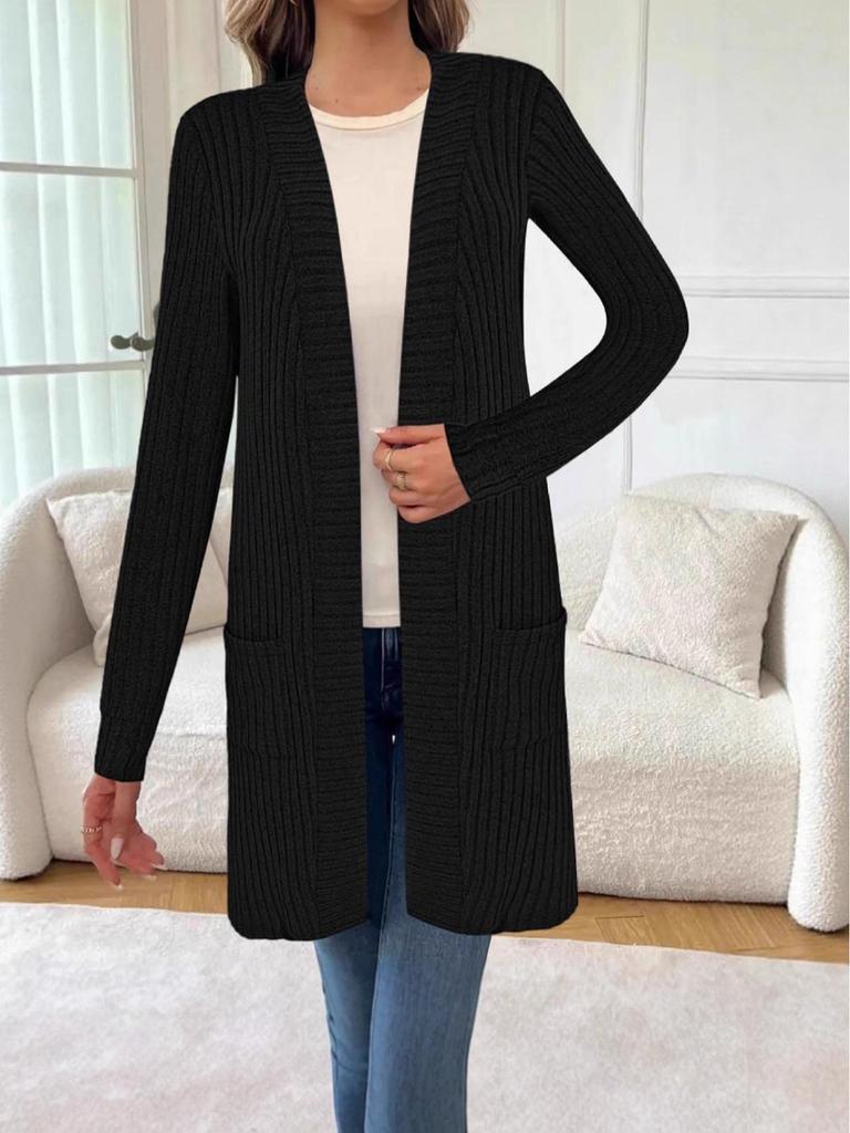 European & American Plus Size Women's Autumn/Winter Long Sleeve Loose Pocket Cardigan Knit Sweater Coat