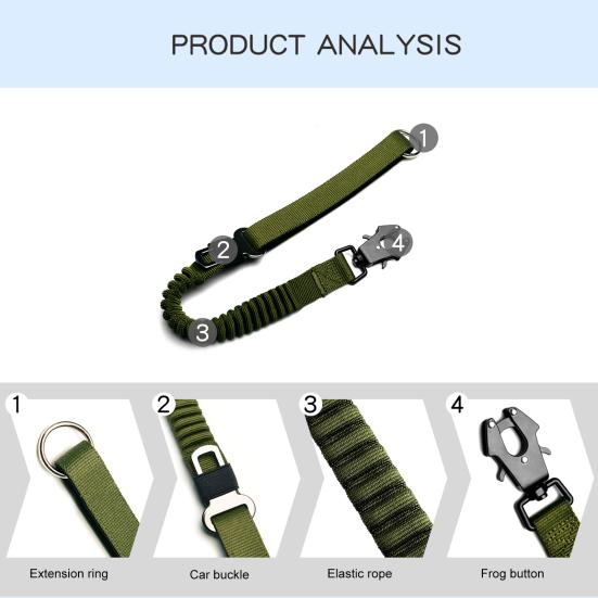 Tactical Dog Leash 25" Heavy Duty Shock Absorbing Bungee Dog Leash