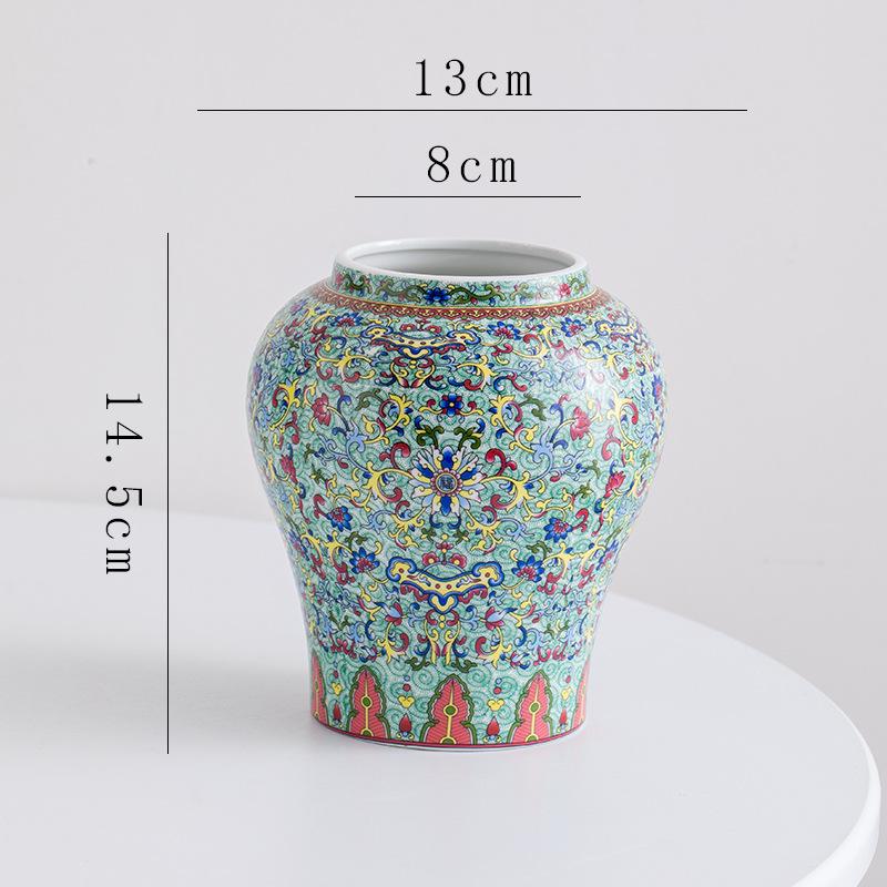 Chinese Retro Blue and White Porcelain Flower Vase Ceramic Handicrafts Flowerpot Desktop Storage Can Home Decoration