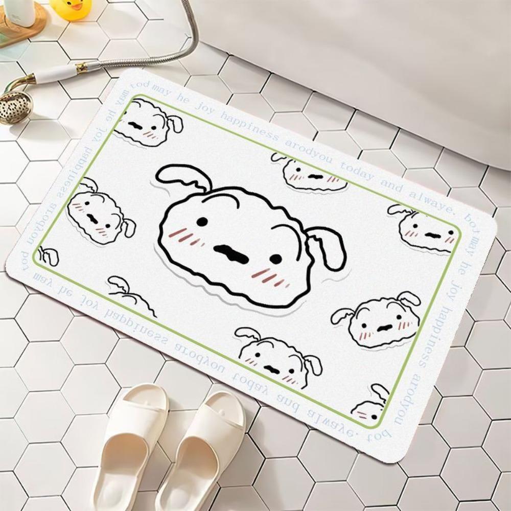 2pcs Cartoon Household Absorbent Wear-resistant Floor Mat Dirt-resistant Foot Pad Diatom Mud Carpet Easy Drying Pad
