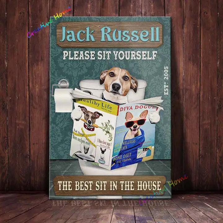 Jack Russell Terrier & Co. Bade Seife Blechschild Kaffee Metallschild Vintage Bar Zuhause Badezimmer Wanddeko Lustiges Schild 12x8 Zoll