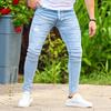 Wind Slim-Fit Ripped Jeans Herren Mittlere Taille Elastische Hose Gewaschene Hose
