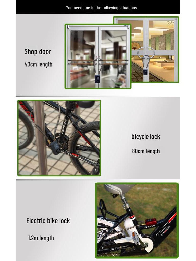 Y787 Keyless Combination Alarm Lock: Steel Wire, Anti-Disassembly, Rainproof, Anti-Theft, Electronic Lock for Bicycles and Motorcycles.