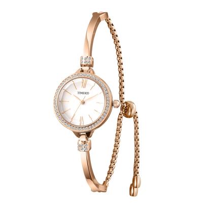Time100 Ladies Fashion Bracelet Ladies Watch Polyhedral Glass Freely Adjustable Band Japanese Quartz 30M Water Resistant Watch Women's (White)