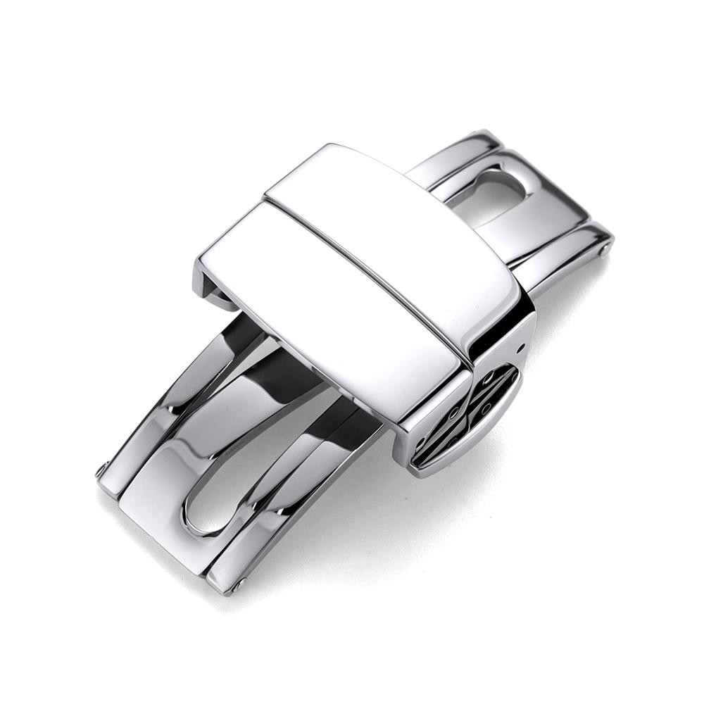 

Watchband Metal Buckle Clasp for Stainless Steel Watch Clasp Polished Silver Black Button 16mm 18mm Watchband Buckle Accessories 16mm срібний