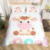 Kids Pink Rose Rabbit King Queen Duvet Cover Cartoon Animal Comforter Cover Rose Moon Floral Bedding Set Polyester Quilt Cover